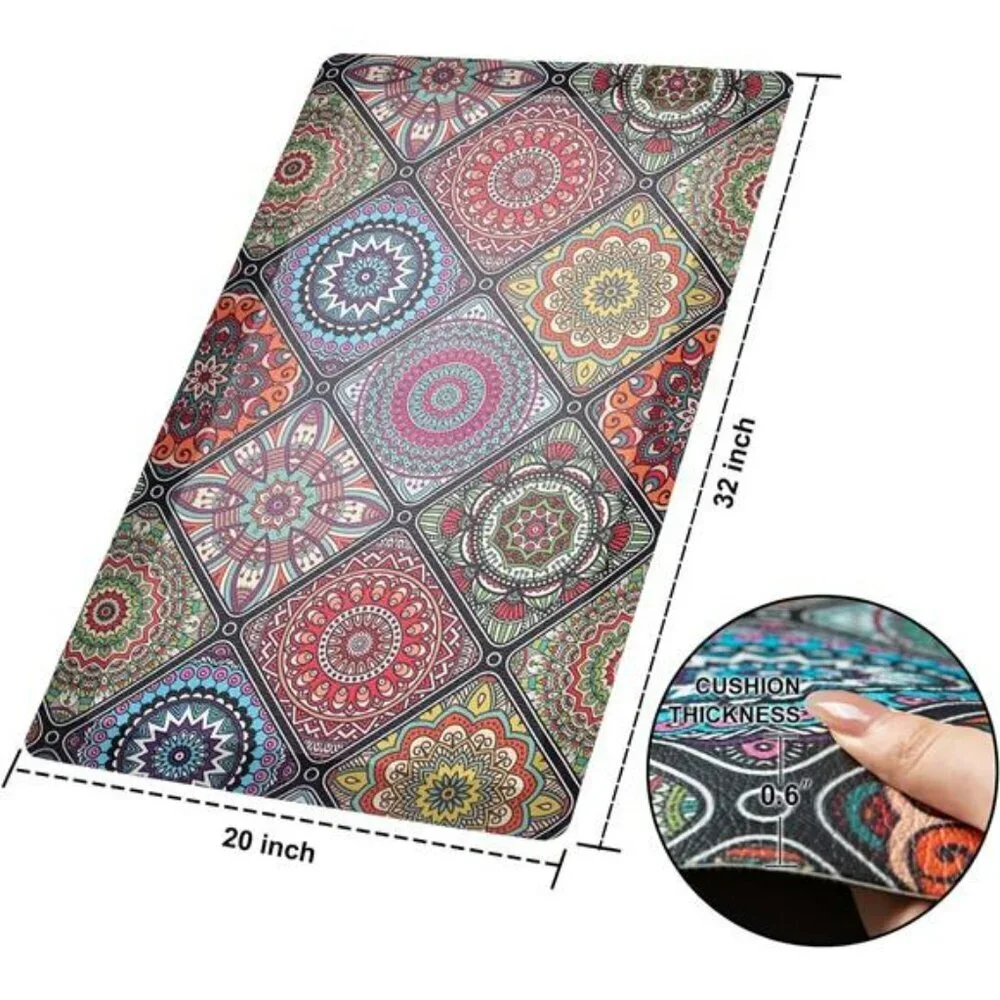 Boho Anti Fatigue Kitchen Mat Cushioned Waterproof Floor Rug Non Slip 20x32